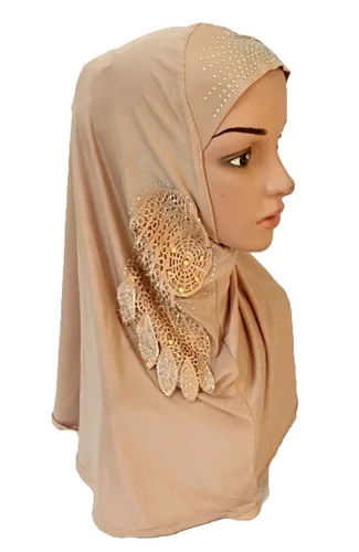 Исламские мусульманские женские Стразы ледяной шелк хиджаб мусульманские шарфы арабские шали обертывание головной убор женские арабские Рамадан шапочки под хиджаб - Цвет: 16 camel