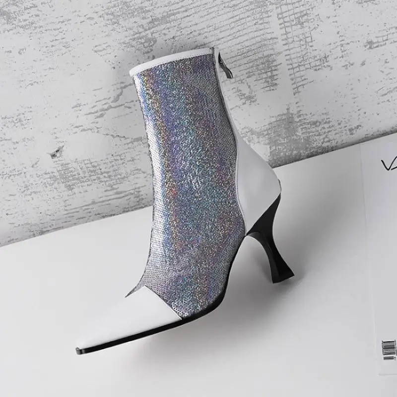Stiefeletten As Mujer Pailletten Zurück Frau Heels Low Tuch Bottes Farbe Shows Gemischte De Weibliche Seltsame Spitz as Zapatos Shows Öffnen Stiefel Schuhe Picture xZwqSzUZY