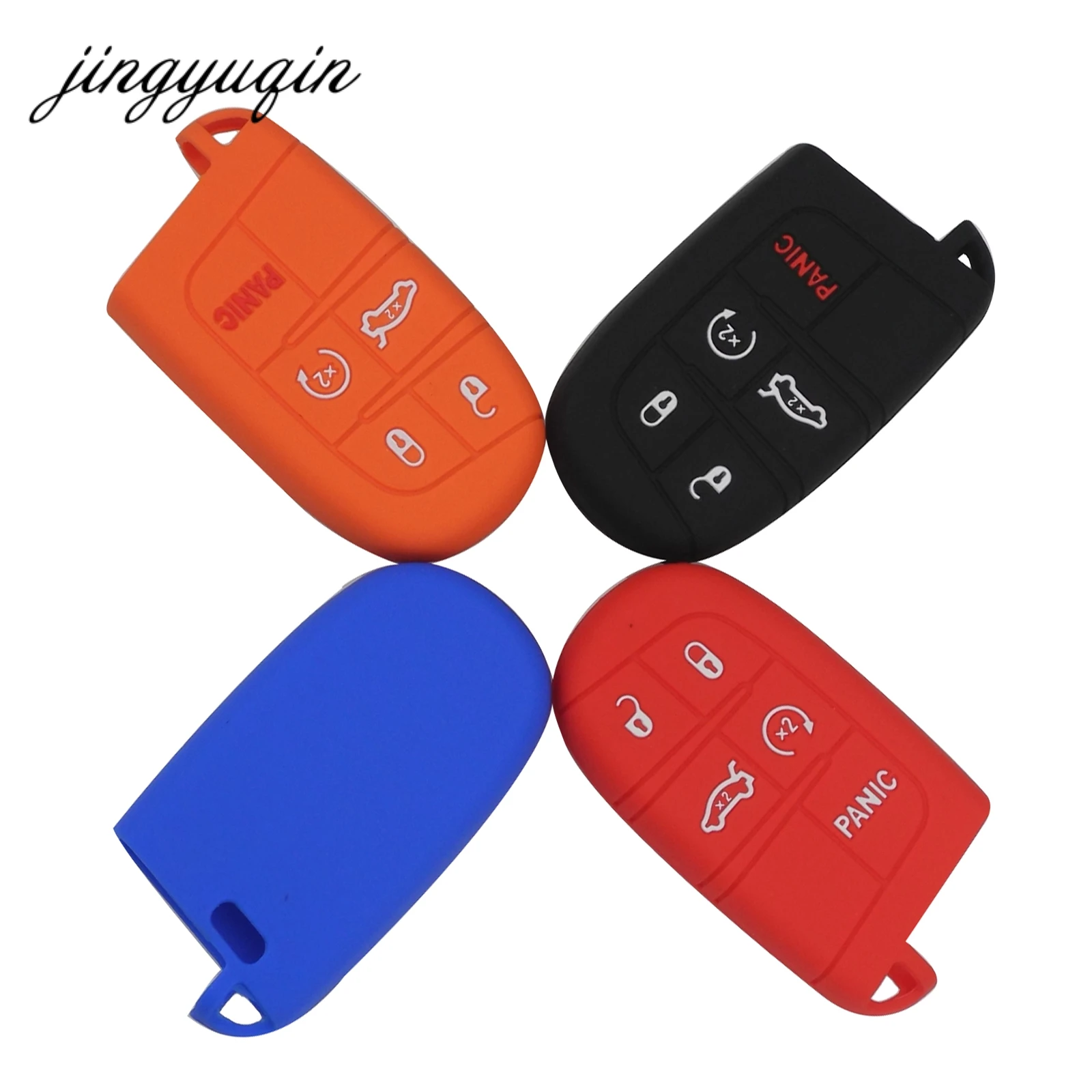 Jingyuqin силиконовый чехол для ключей от машины JEEP Grand Cherokee Dodge JCUV dart Journey Chrysler 300C Fiat 5