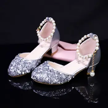 

2019 new children's children high-heeled princess shoes girls sandals fashion Baotou crystal performance shoes