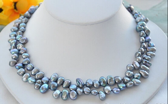 

0001160 2strands black KESHI REBORN PEARL NECKLACE 17inch AAA