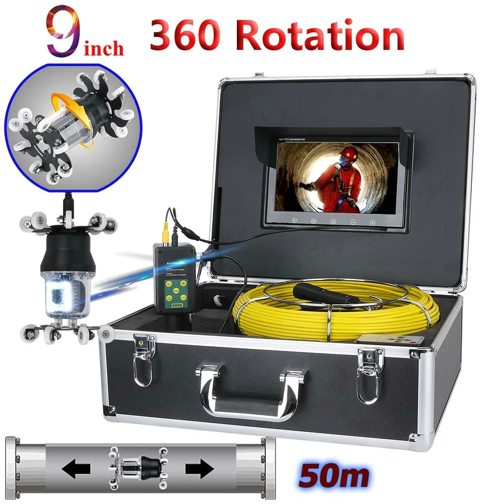 

9 Inch 360 Degree 20 White+18 IR LED Video Camera Waterproof Drain Sewer Pipe Pipeline Video Inspection Endoscope Camera System