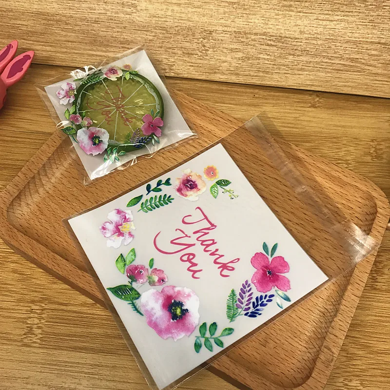 

100pcs/lot,plastic bags,2size "thank you" cookie packaging bags 10x10cm cupcake wrapper
