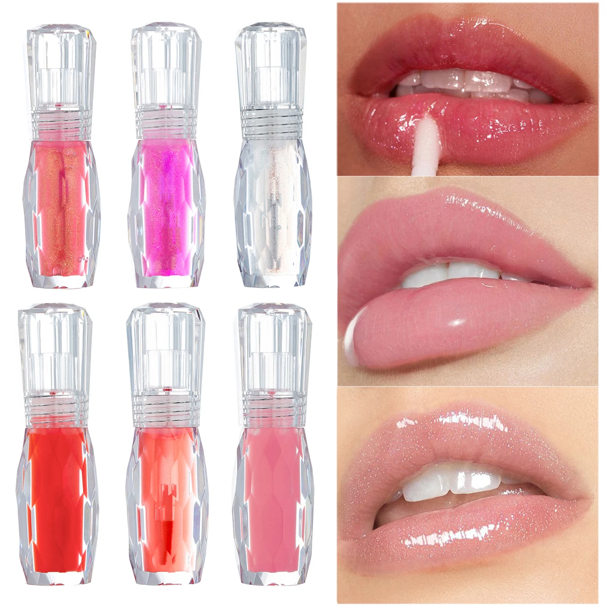 

Lip Plumper Gloss Big Lips Gloss Transparent Liquid Lipstick Waterproof Volume Glitter Lipgloss Plumping Lip Gloss Clear Tint