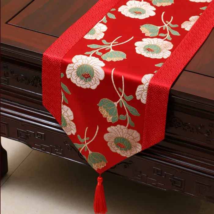 Proud Rose китайский стиль атласная настольная дорожка скатерть домашний декор настольный флаг с кисточкой креативный чехол для стола
