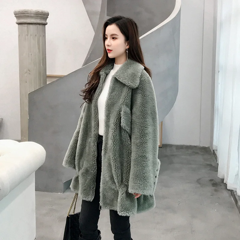 Шерстяная куртка, осенне-зимнее пальто, женская одежда, уличная одежда, пальто с натуральным мехом, корейские винтажные Женские топы из овчины ZT3165