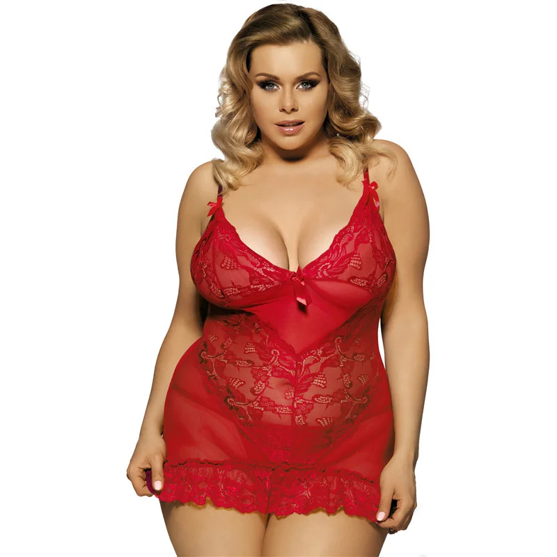 Nuisette Femme Babydoll кружево Цветочный Прозрачный сорочка сексуальная Dessous 5XL 7XL плюс размеры Лидер продаж кукла сексуальное белье RS70218