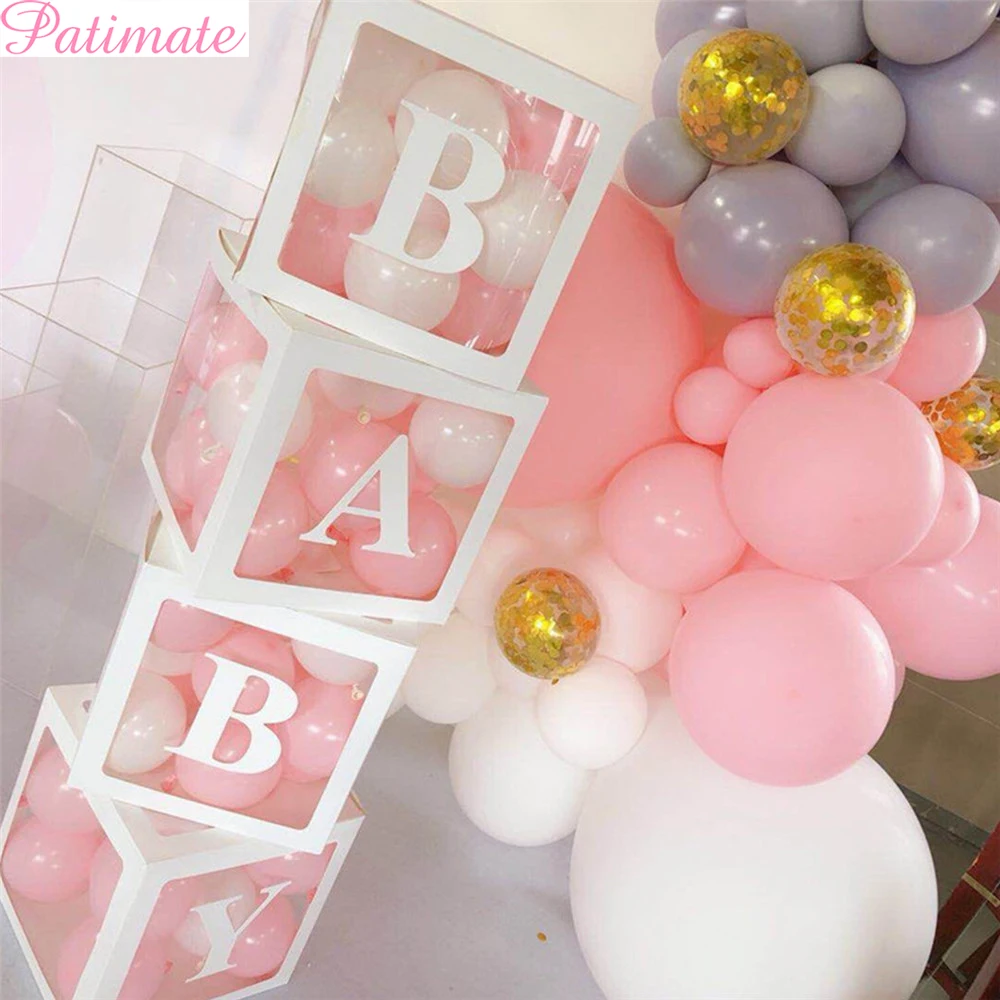 

4Pcs Girl Boy Baby Shower Decoration Transparent Box Baby Christening Birthday Party Decor Cardboard Box Gift Packaging Supplies