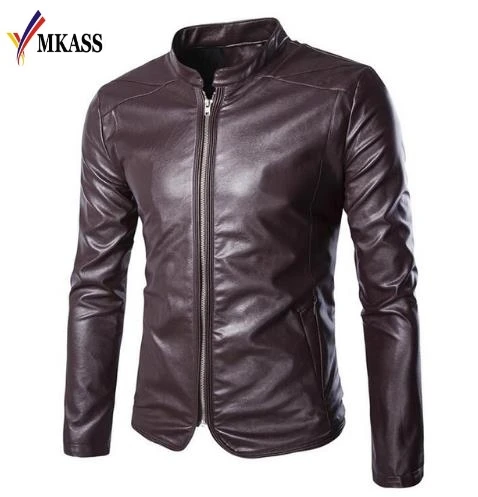 New Brand Leather Jacket Men 2017 Fashion Mens Slim Fit Motorcycle Biker Jacket Casual PU Men Jacket Coat