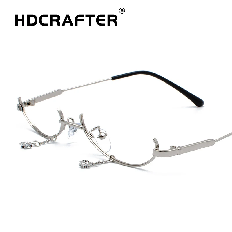 Женские солнцезащитные очки, брендовая дизайнерская оправа для очков, подвеска, украшение, узкая полуоправа, оптические металлические очки без линз