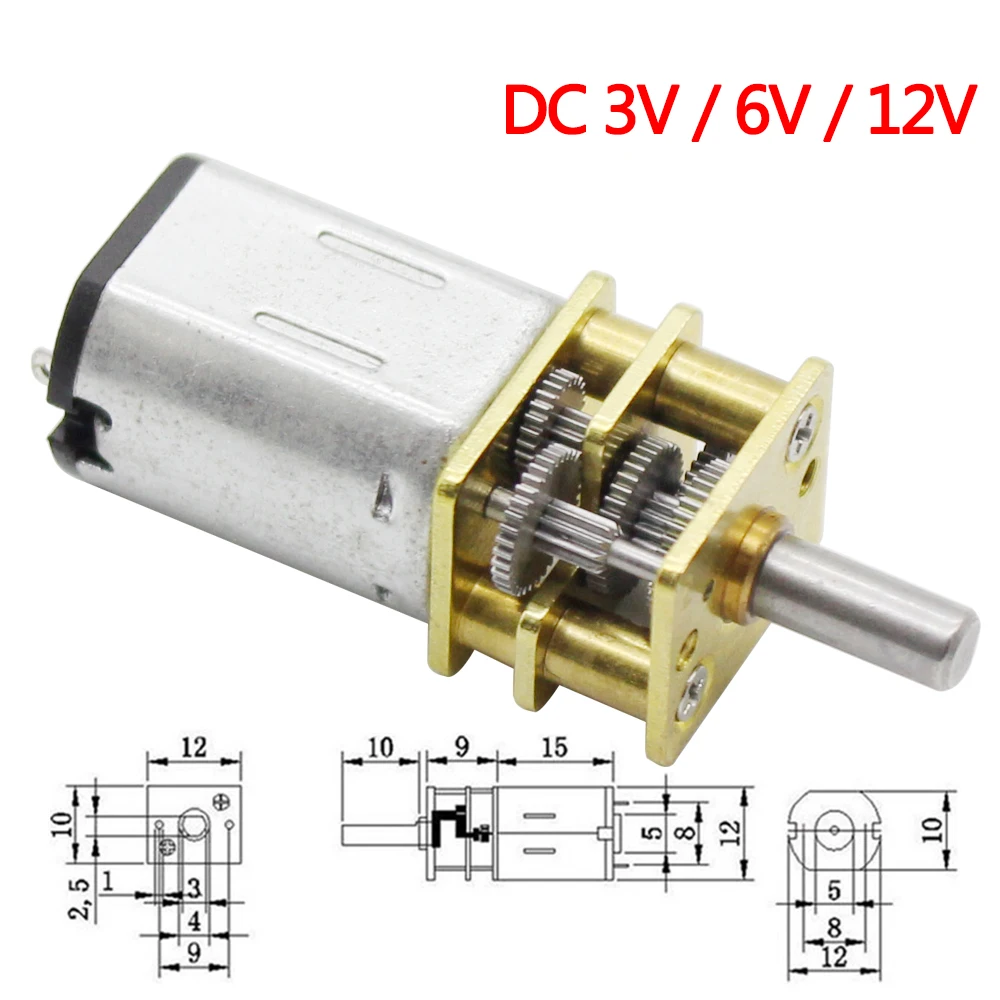 DC 3 V/6 V/12 V N20 мини микро-металлическая передача мотора с Шестерни колеса DC моторы 15/30/50/60/100/200/300/500/1000 об/мин