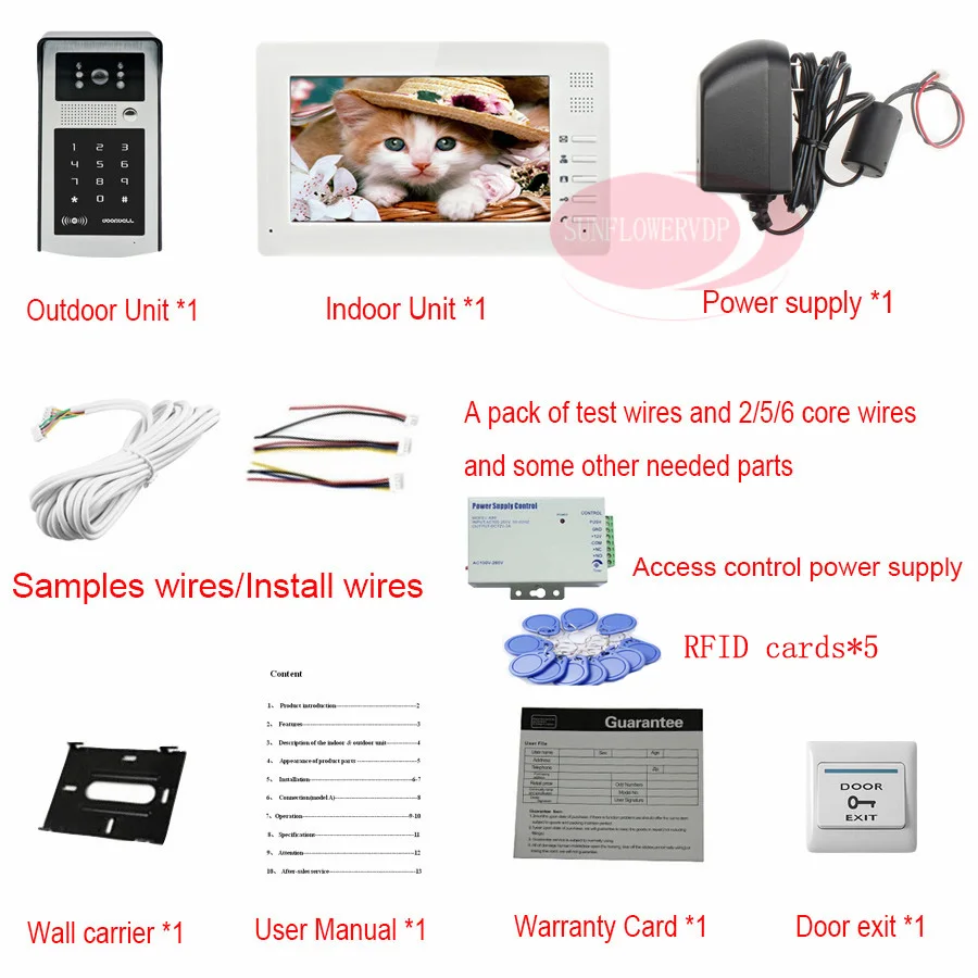 Домашняя система безопасности 1v3 7 дюймовый TFT ЖК монитор домофон с RFID