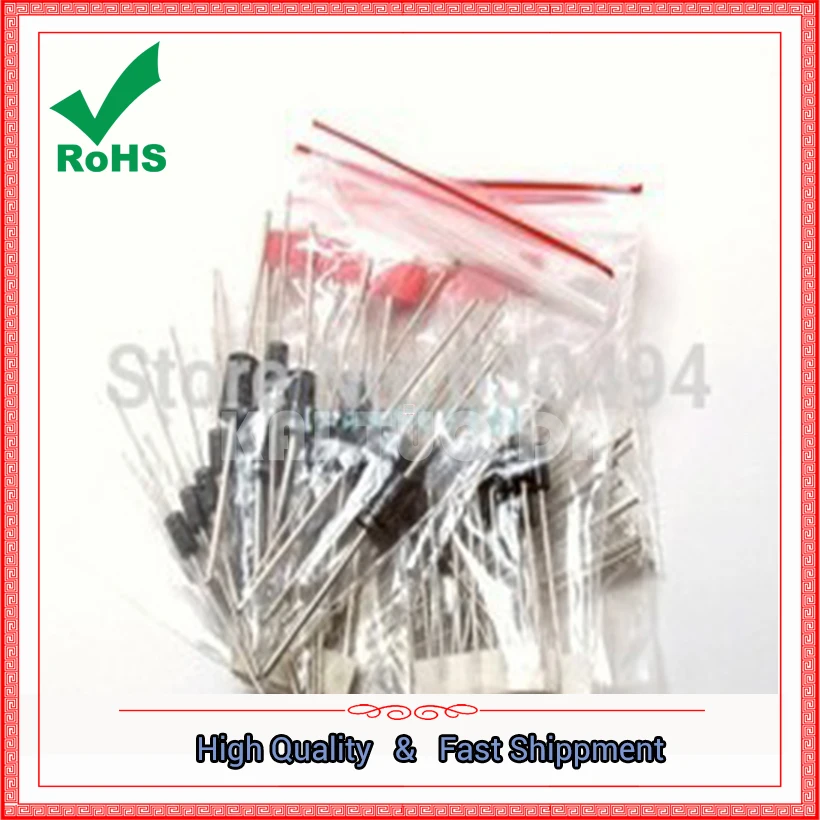 

1N4148 1N4007 1N5819 1N5399 1N5408 1N5822 FR107 FR207,8values=100pcs,Electronic Components Package,Diode Assorted Kit