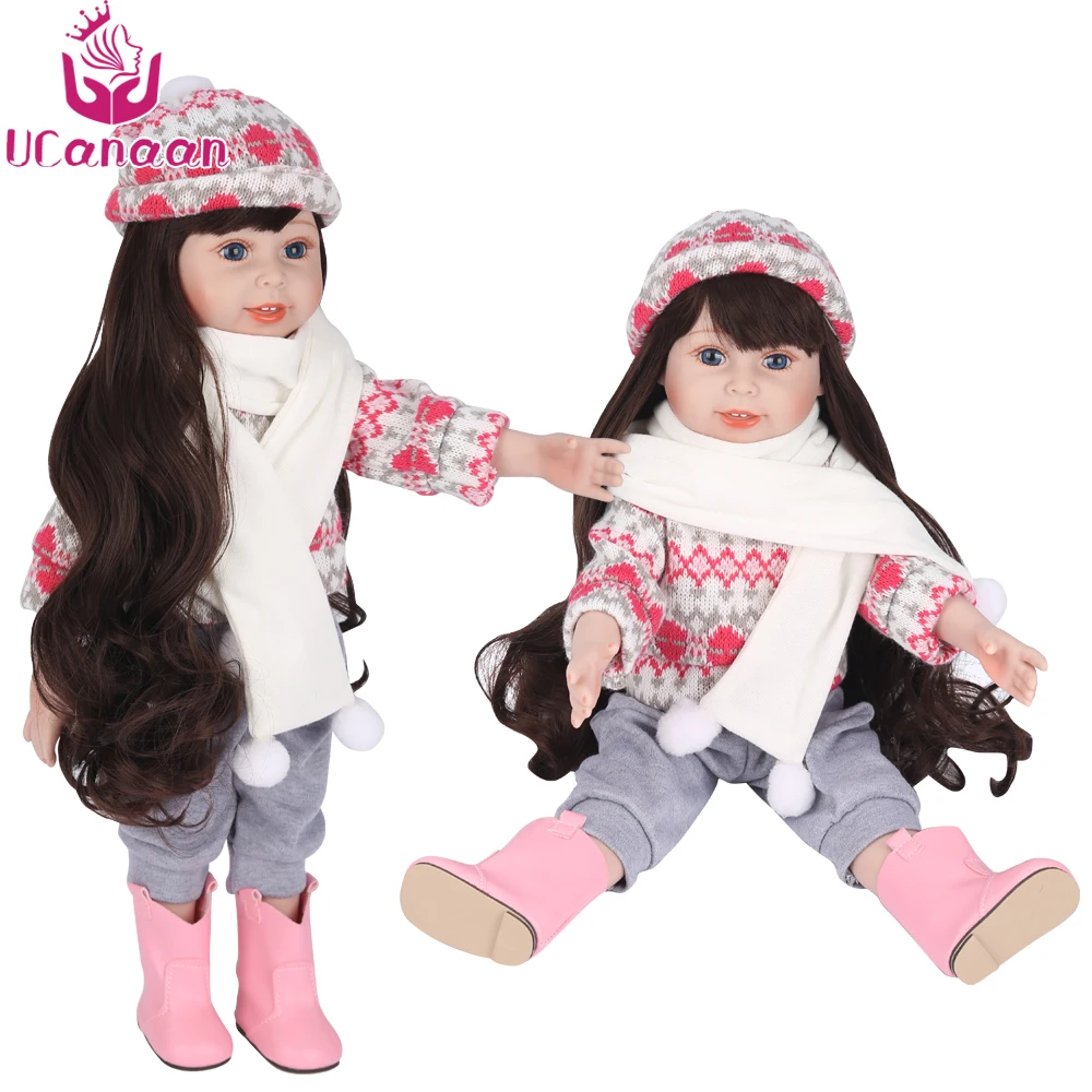 UCanaan, куклы для девочек, Reborn, 18 дюймов/45 см, силиконовые детские игрушки для девочек, детские живые длинные волосы, кукла принцессы, Рождественский подарок