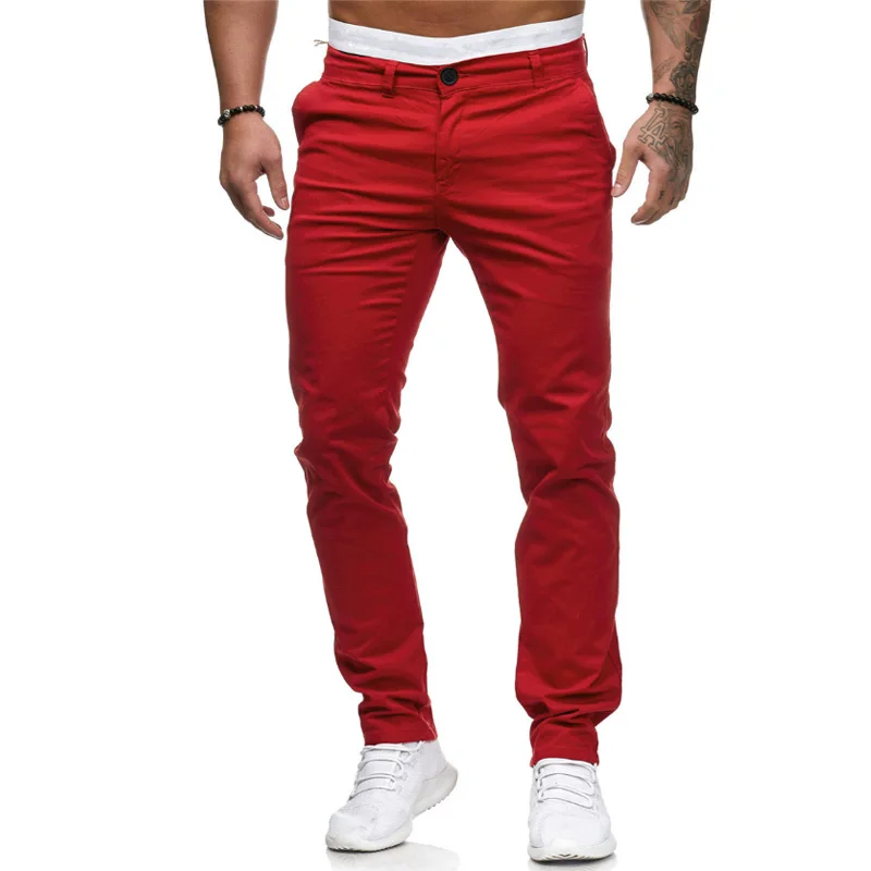New Design Casual Men Pants Cotton Slim Pant Straight Trousers Fashion Business Solid Dark Gray Black joggers Men Pantalon Homme