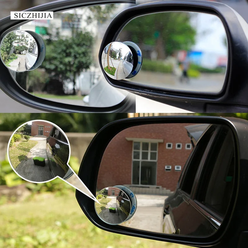 2 360 degree frameless car small round mirror wide convex rear view
