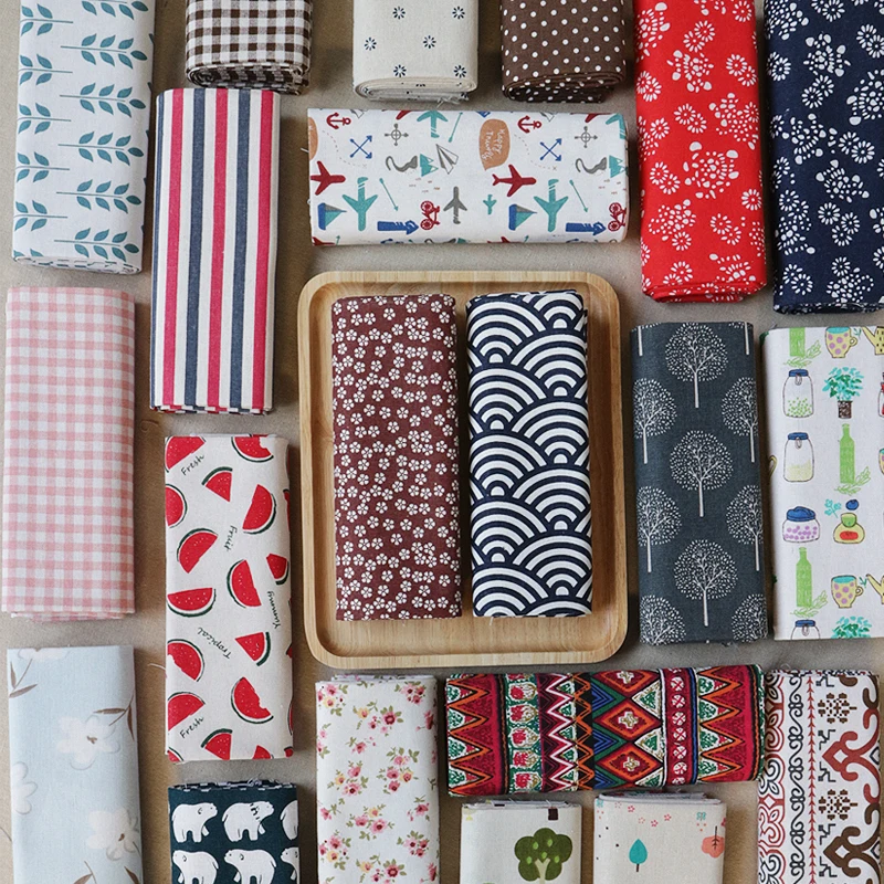 

0.5 Meter Floral Print Cloth Fabric for Cushions Bag Texitle Sofa Pillow Patchwork Jacquard Plaid Linen Material Telas Tissu