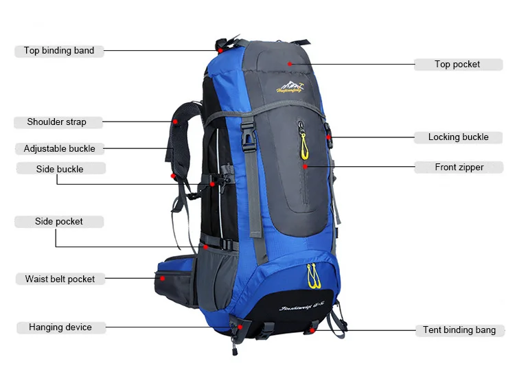 Многофункциональный 70L походный рюкзак большой емкости походный рюкзак для альпинизма водонепроницаемый альпинизма дорожные сумки