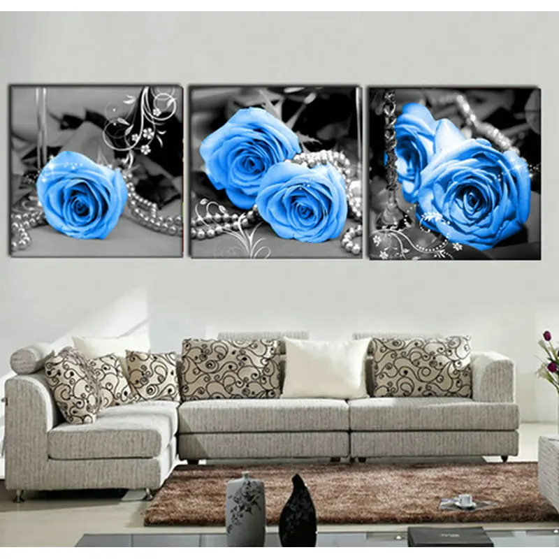 

Diamond Embroidered Blue Rose 5D DIY Diamond Painting 3PCS Flower Pattern 3D Diamond Painting Cross-stitch Rhinestone Mosaic