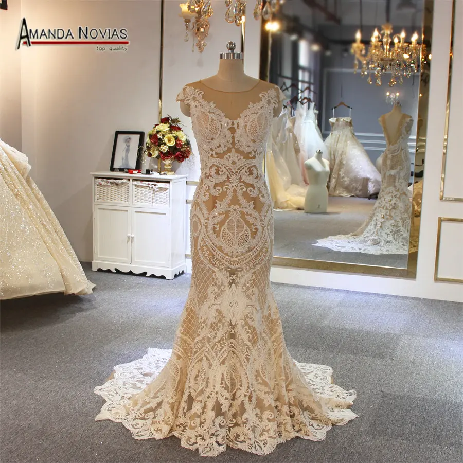 

2019 Sexy wedding dress transparent with special lace bridal dress