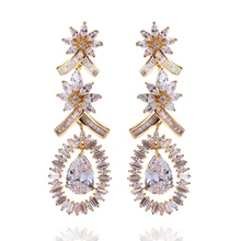 Весна лето женские роскошные свадебные серьги с AAA кубическим цирконием Висячие серьги для женщин свинцовые Винтажные Ювелирные Изделия