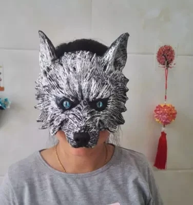 Halloween Masquerade Mask animal mask wolf mask grade rubber Yinlang Black red green blue Full face mask