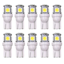 Luz de LED para sinal de carro, 100 peças T10 5050 5SMD, 194 168 192 W5W DC 12v, lâmpada em branco vermelho e azul