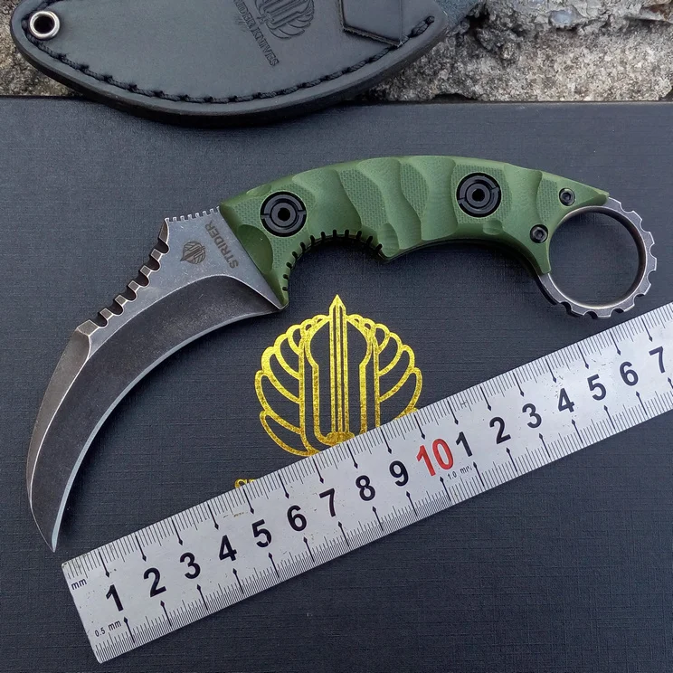NewD2SteelUtilityKarambitKnifeWithKSheathFixedBladeTactical