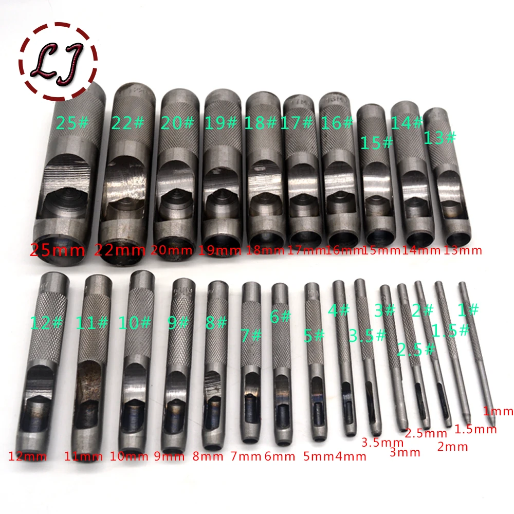 Leather Hole Puncher Leather craft tools leather hole punches Set Hollow Puncher Belt Punch 1.0mm-25mm for Clothing accessory handmade DIY