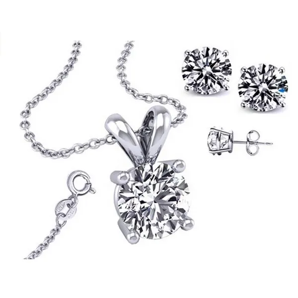 CZ Stud Earring Necklace-4
