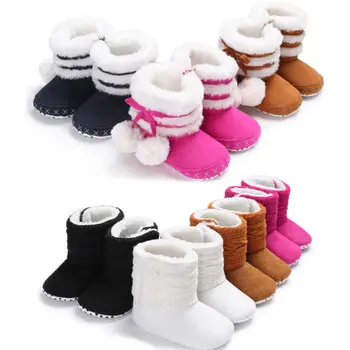 

Baby Girl Kids Winter Warm Fleece Knitted Snow Boots Booties Toddler Infantil Anti-Slip Mocassins Crocheted Boots Shoes