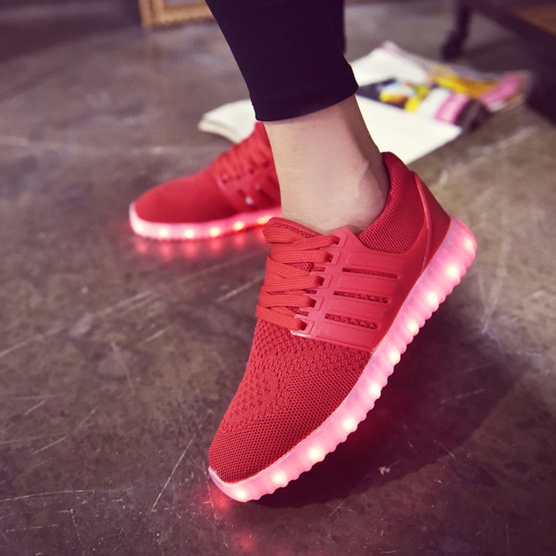 2016 Зима Женщины Корзина Загорается Светодиодный Обувь Повседневная Femme Chaussures Homme