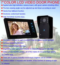 Envío libre! Seguridad En El Hogar 7 “Teléfono de La Puerta con conexión de Cable Intercom Timbre Monitor de Cámara de Visión Nocturna