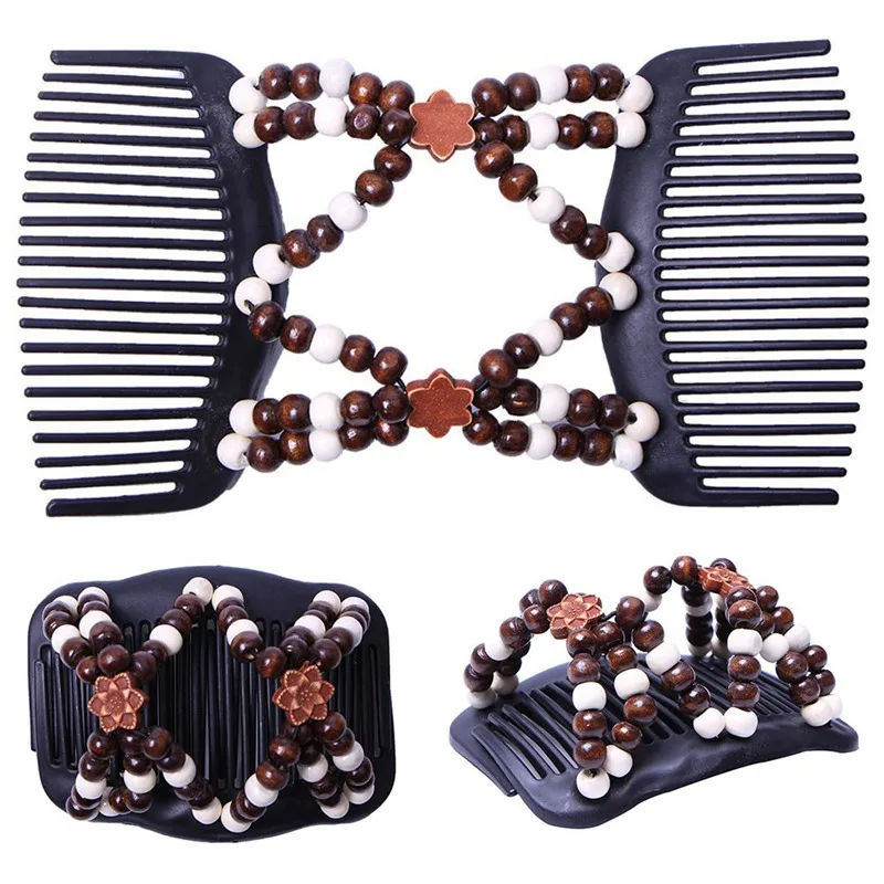 Beaded Hair Magic Comb Clip Beads Elasticity Hairpin Stretchy Hair