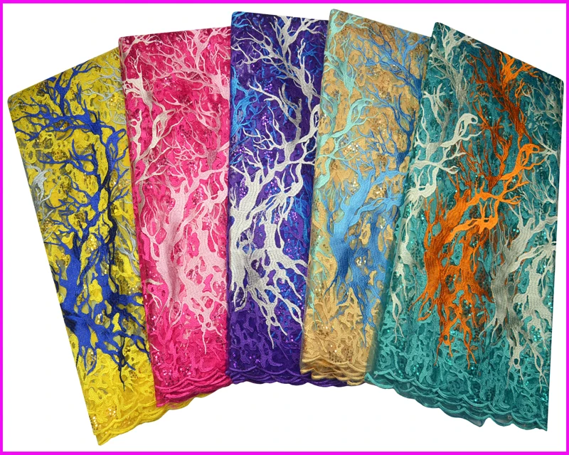 

High Quality African Lace Fabric With Gold Sequins Tissu Indian Wedding Dress Fabric French Swiss Voile Mesh Tulle Lace Material