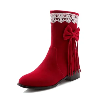 

College wind low sweet bowknot to side with the size of 2018 yards tube female boots tide of 31-47, 18824