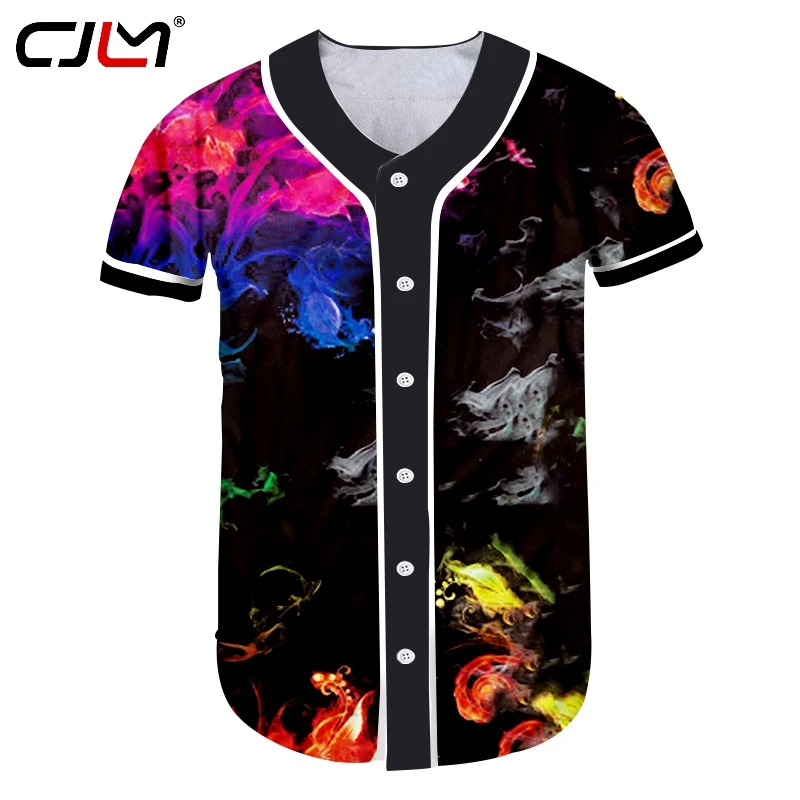 CJLM camisa de béisbol para hombre, camisa de flores coloridas y horribles en 3D, ropa informal de marca, venta al por - AliExpress