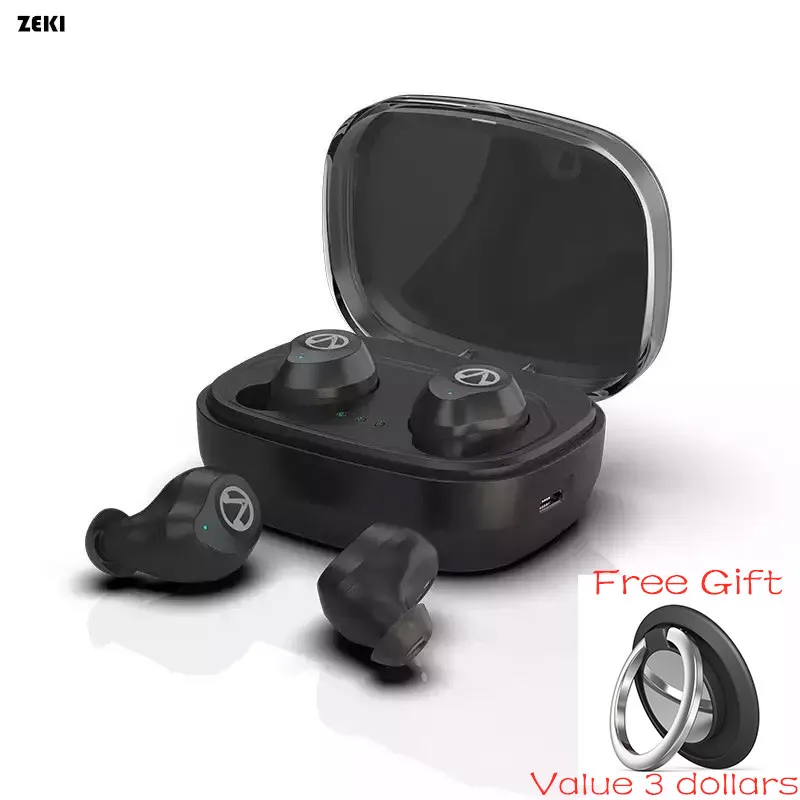 

ZEKI Bluetooth 5.0 TWS Earphone IPX7 Waterproof Sweatproof for Sports Wireless Headphone Touch Control Earbud with Bank Power