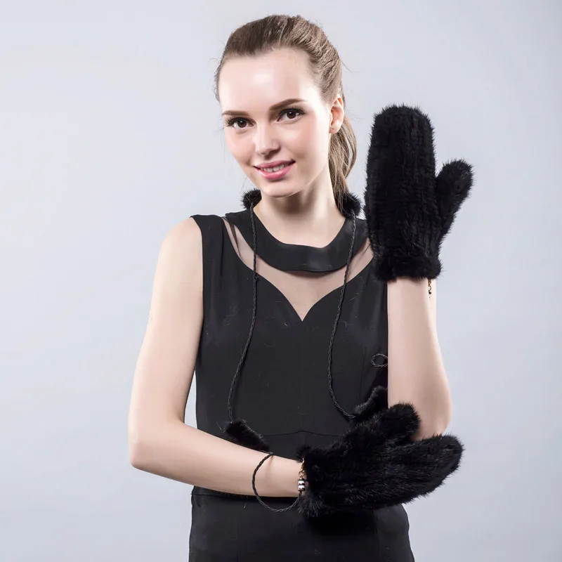Для женщин норки перчатки трикотажные для зимы реального норки женские г. Новые однотонные Цвет перчатки полный палец варежки и перчатки из натуральной кожи - Цвет: Color 10