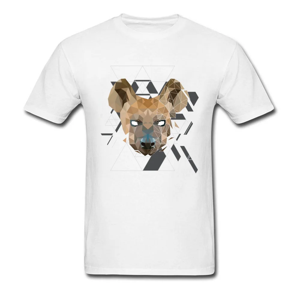 Геометрическая гиена Мужская футболка с принтом короткий рукав модная футболка хлопок дикая природа футболки с изображением волка 3D сильный зверь футболка - Цвет: Белый