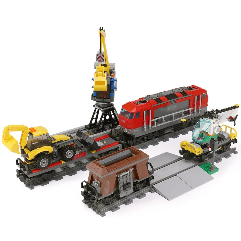 

City Series The 02009 Heavy-haul Train Set compatible legoing 60098 Building Blocks Bricks Toys as Boy`s Gifts