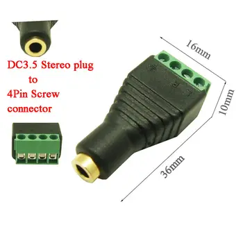 

10pcs free shipping 3.5mm Stereo Female Plug To 4pin Screw Terminal Plug Adapter audio plug 4 pole DC 3.5mm audio stereo socket