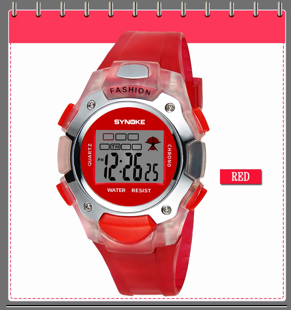 SYNOKE Мультяшные часы Детские Девочки Relogios силиконовый ремешок Детские светодиодные цифровые наручные часы для девочек детские цифровые часы