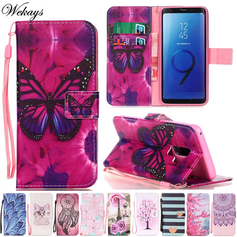 Wekays чехол для samsung Galaxy S9 плюс Красивая мультяшная бабочка кожаный Fundas Coque iphone Plus/S9 |