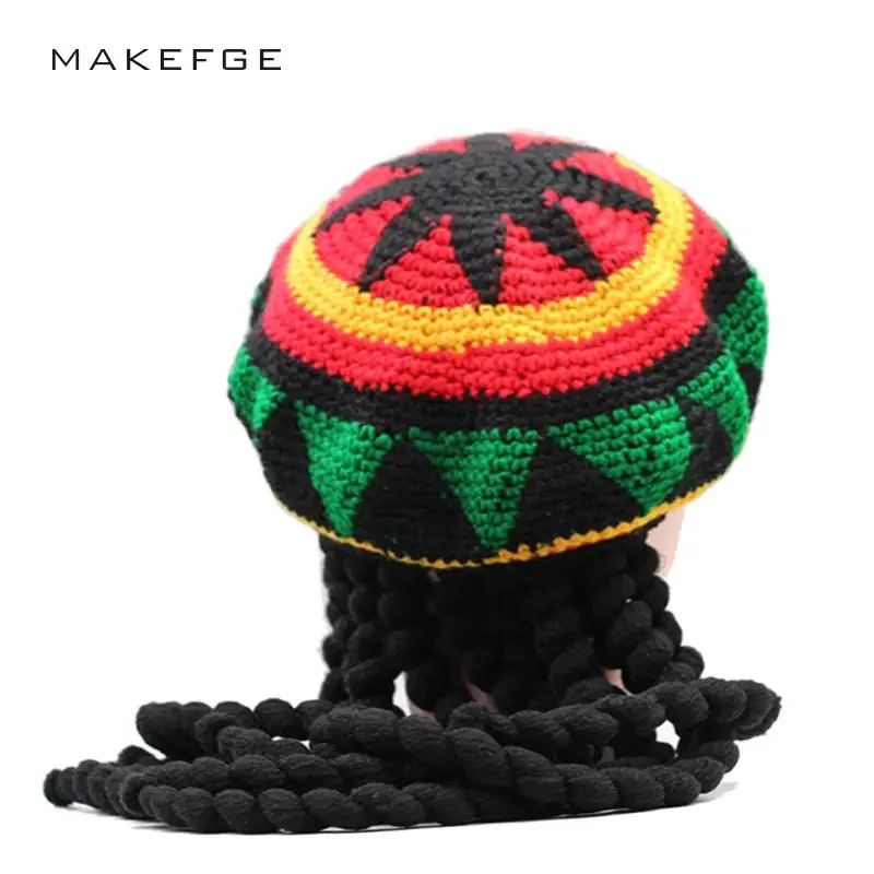 Шапка с дредами Jamaica Rasta Gorro, громоздкая шапка, зимняя теплая вязаная разноцветная полосатая шапка в стиле хип-хоп