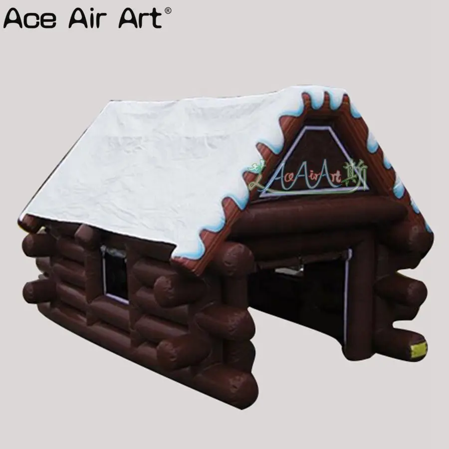 Высокое качество 4 м L деревянная цветная модель снежного домика надувной Рождественский домик Санта грот-палатка