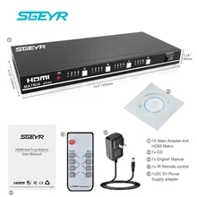 SGEYR HDMI Matrix 4×4 Switch Splitter 4 Input 4 Output True Matriz Switch Support 1920×1080 at 60hz 3D with RS232,remote control