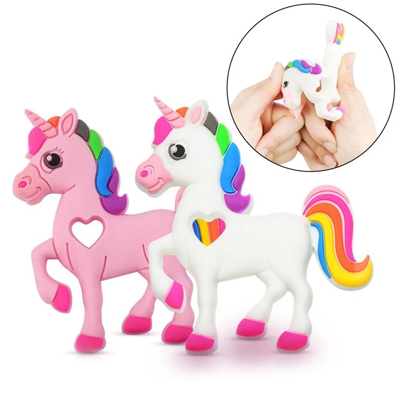 

Unicorn Silicone Teether Baby Teething Toy Pendant DIY Chew Necklace Nursing Tool Pendant Food Grade Silicone BPA Free