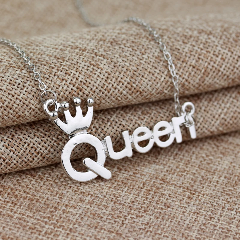 

Queen Crown Pendants Necklace for Women jewelery Queen letter Franco Chain Hiphop Necklace Lover Valentine's day gifts