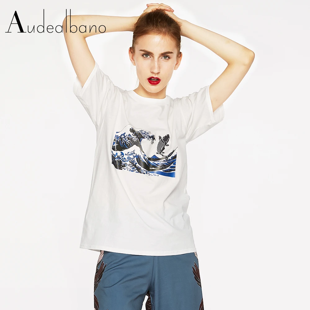 impreso-mar-ola-y-carpa-dise-o-t-shirt-mujeres-verano-camisetas-suelta